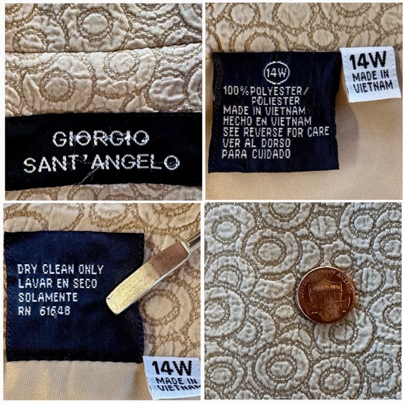 Taupe Jacquard Skirt Set Peplum Flounce Hem (14W) - Picture 5 of 17